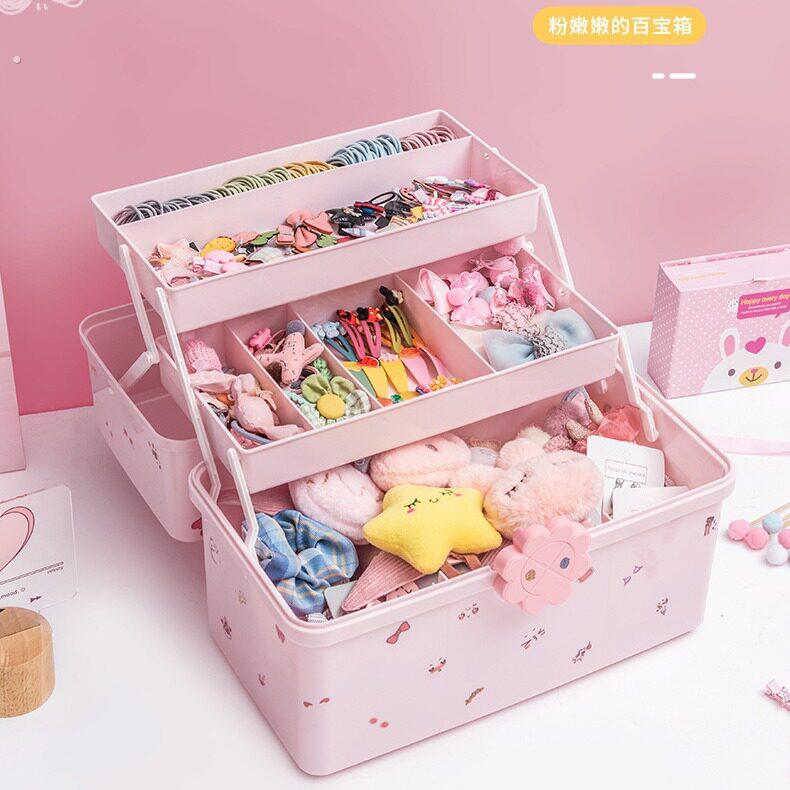 可爱发饰收纳盒女孩宝宝发卡发夹橡皮筋头饰圈梳妆可爱头绳首饰盒
