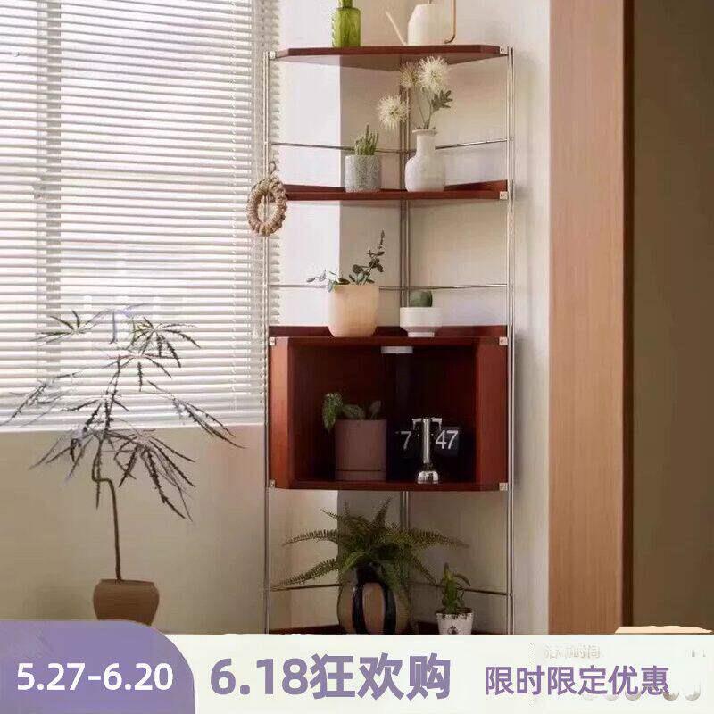 复古实木转角客厅墙角展示柜三角展示边架卧室小户型角落柜置物架