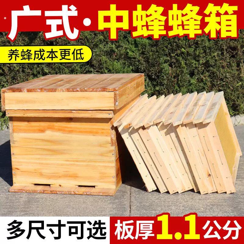 广式中蜂箱全套七框标准蜜蜂箱1.1厚杉木诱蜂土养箱厂家直发