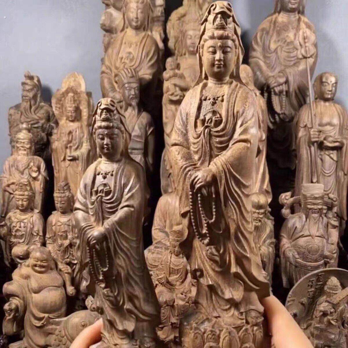 (家有观音事事顺心)沉香观音摆件木雕工艺品红木摆件办公室工艺品