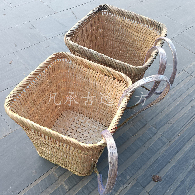 贵州省简约乡村农家粗犷经济实用手工竹编背篓采蘑菇收纳筐竹制品