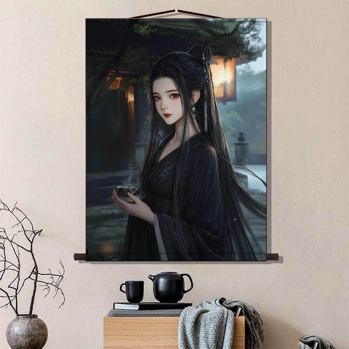 甄选孟婆娘娘画像挂画忘川河奈何桥孟婆中式神话人物水陆画摆件可