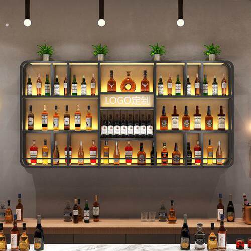 新中式酒吧铁艺展示架创意饭厅红酒架子吧台酒柜靠墙壁挂式置物架