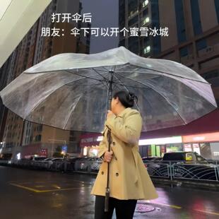 超大雨伞特大号折叠伞加大加厚加固210厘米长柄弯钩雨伞180透明伞
