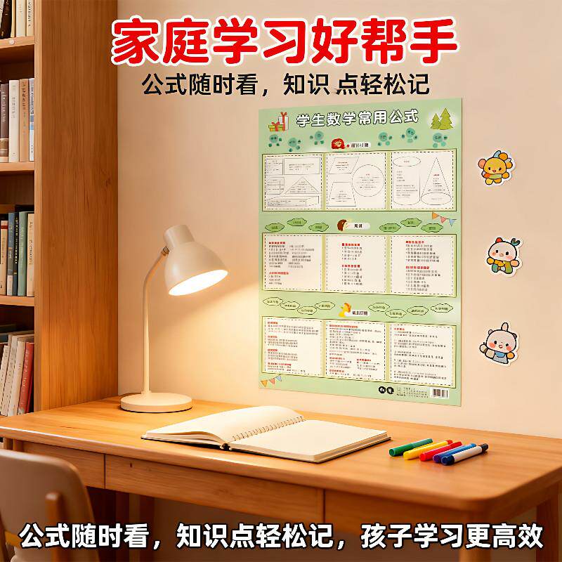 【1-6年级通用】小学数学常用公式大全挂图墙贴加减乘除计算公式