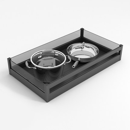 飞鸥厨房橱柜拉篮碗碟抽中抽调料锅具收纳双层开门式工具篮锅篮铝