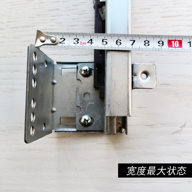 宽度可调节侧装拉篮压板阻尼滑轨 橱柜碗柜轨道 圆钢钢丝碗篮滑道