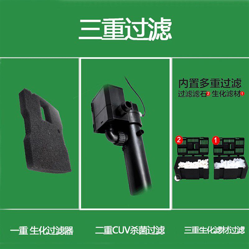 森森鱼池池塘抽水增氧循环三合一净水喷泉泵内置uv杀菌潜水过滤器