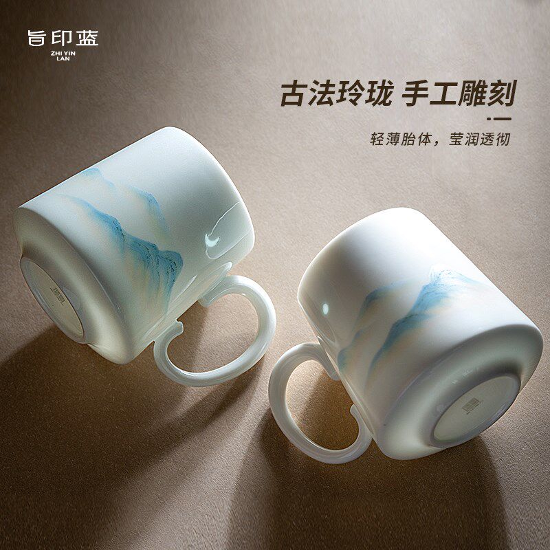景德镇陶瓷杯情侣杯子高级感一对马克杯女生高颜值杯子茶杯咖啡杯