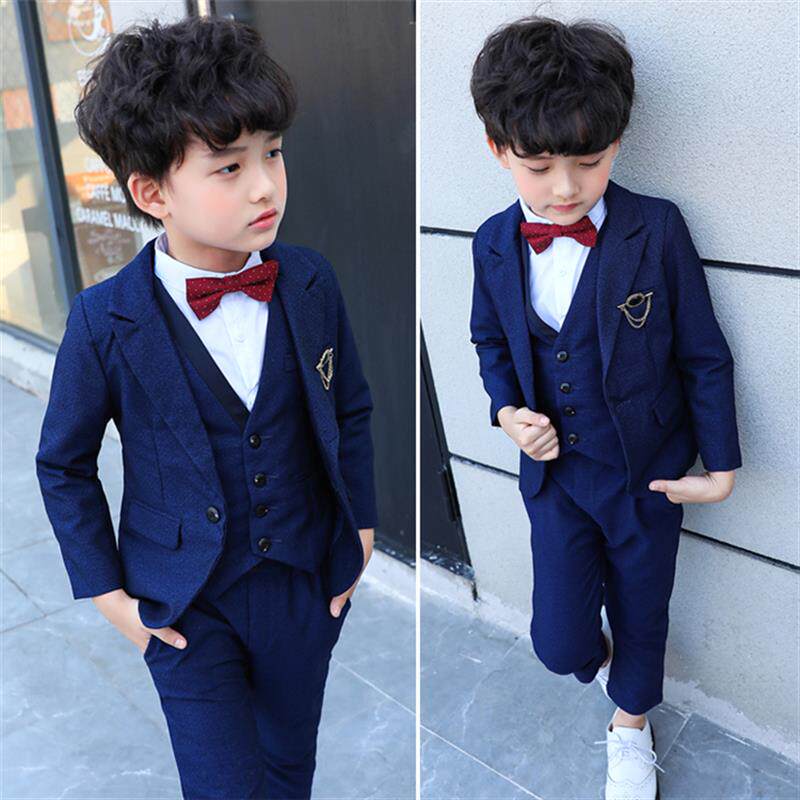 儿童西装套装花童男童礼服婚礼小西服宝宝春秋三件套演出服中小童