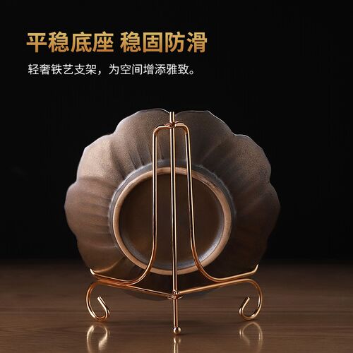 东方泥土手工陶瓷牡丹花瓷盘客厅酒柜书房博古架装饰品开业乔迁礼