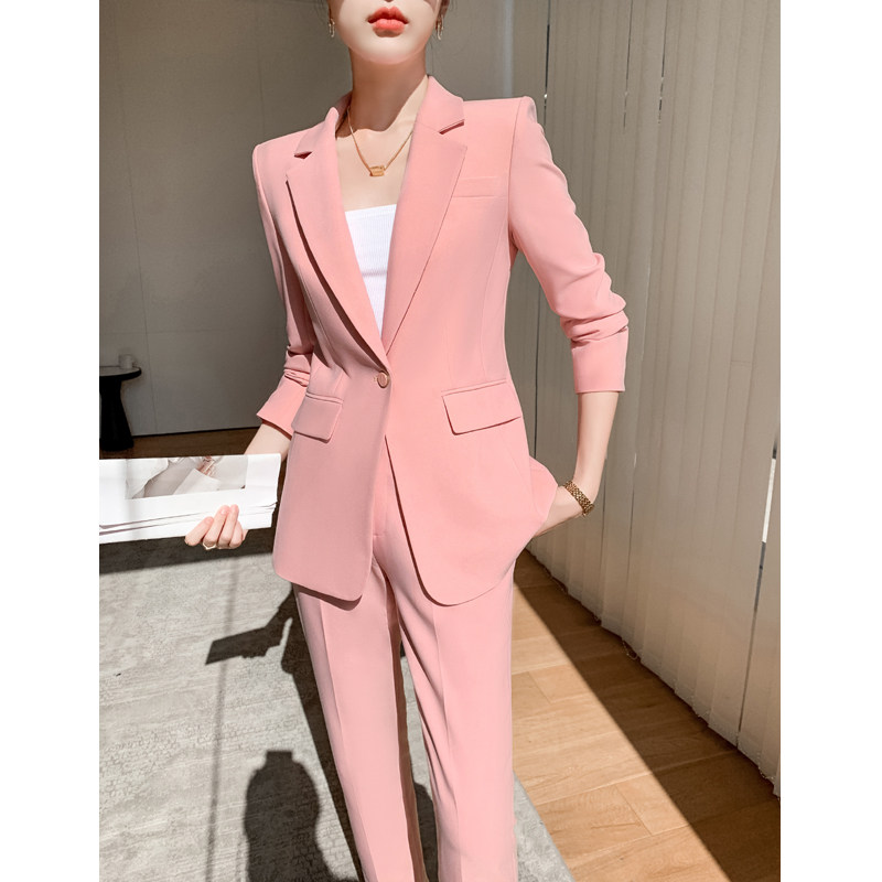 粉色小个子西装套装女2024春季新款高级感职业正装休闲西服工作服