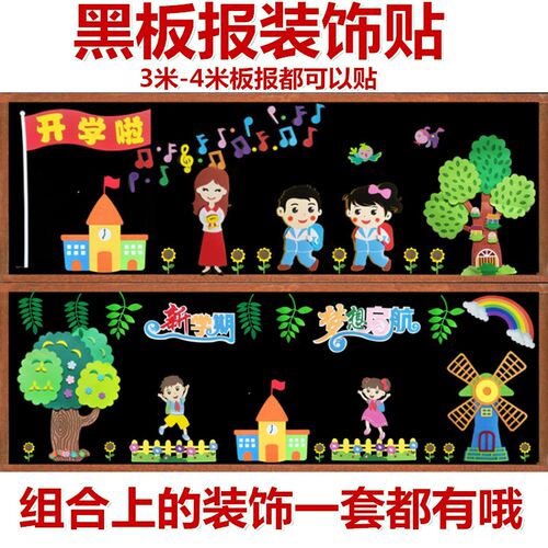 新学期黑板报装饰墙贴教室主题墙中小学幼儿园班级创意文化墙布置