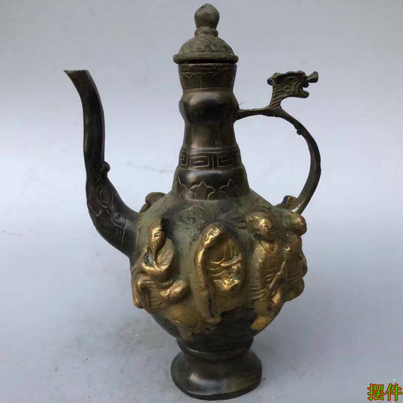 古玩铜器 八仙壶 茶壶 酒壶水壶复古老式手把壶家居工艺摆饰复古