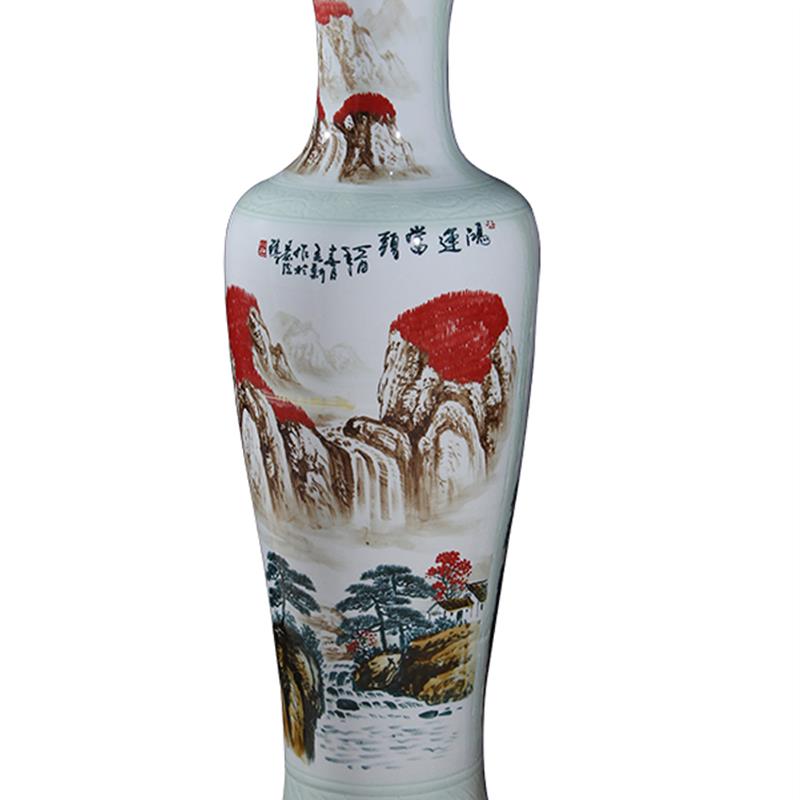 景德镇陶瓷落地大花瓶鸿运当头时尚家居客厅酒店开业送礼瓷器摆件