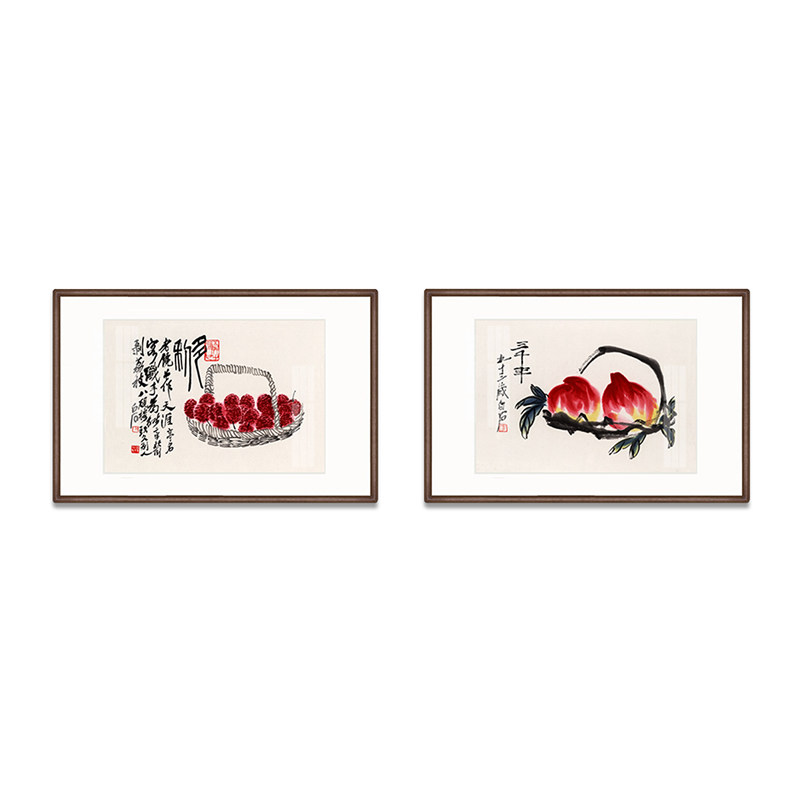 齐白石国画电表箱玄关餐厅装饰画新中式客厅挂画卧室背景墙壁画