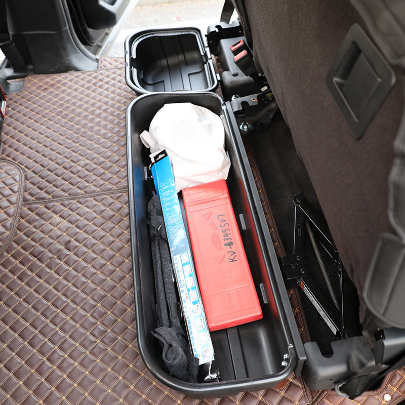 适用于16-20款福特猛禽F150后排座椅下改装专用储物盒车内工具盒