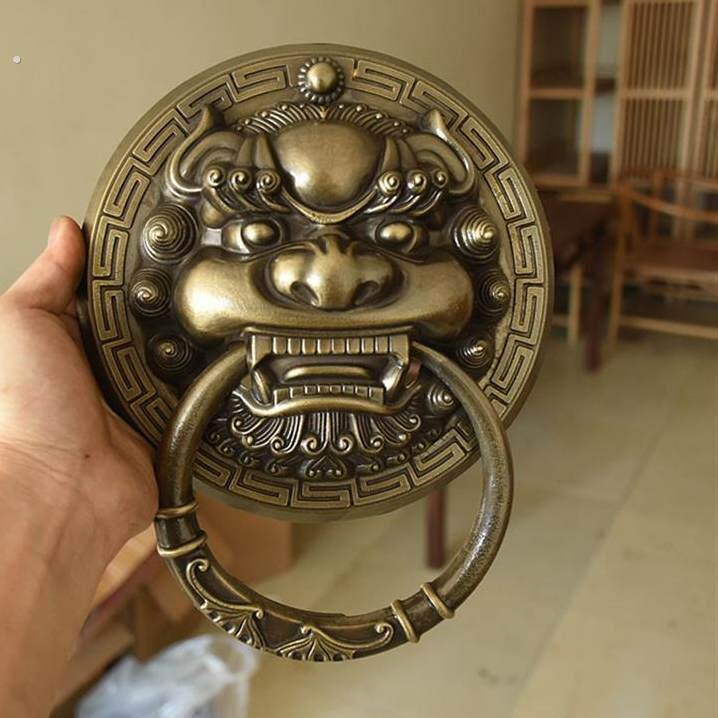 彷古大门铜配件中式彷古纯铜拉手铜饰品复古大门福字五层垫片拉环