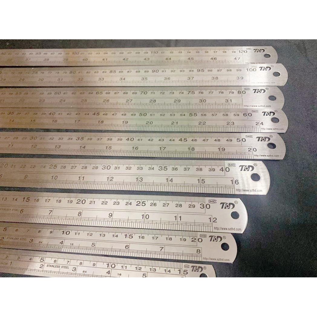 添华达 加厚钢尺 15/20/30/40/50/60/80/100CM 公英制不锈钢钢尺
