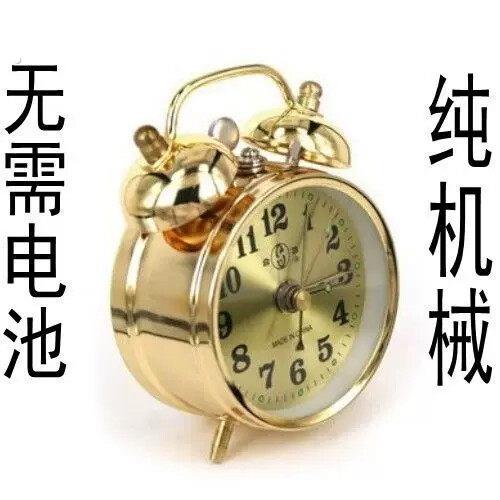 闹钟老式机械发条纯铜超大音量马蹄表复古怀旧创意手动上弦闹钟表