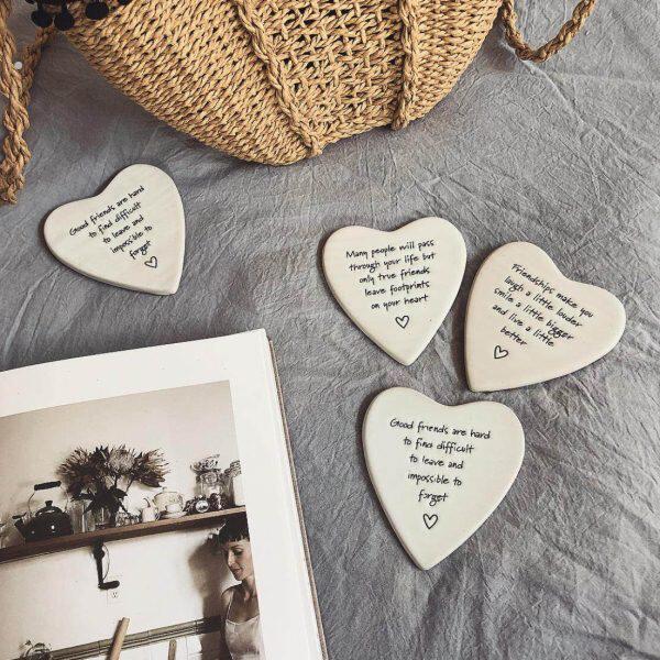收集时光 简单可爱的餐桌小物 爱心杯垫 陶瓷餐垫杯垫碗垫勺托
