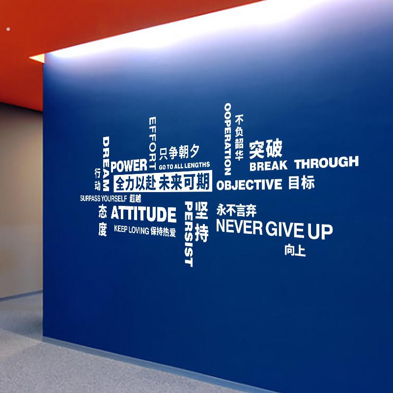 公司装饰画企业文化团队励志标语墙贴激励记录文字自粘墙上贴纸