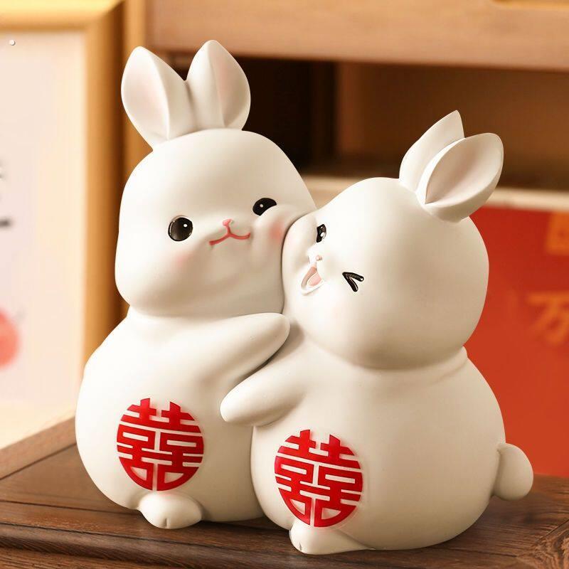 新婚摆件新人结婚订婚情侣兔子客厅装饰品闺蜜新娘玩偶