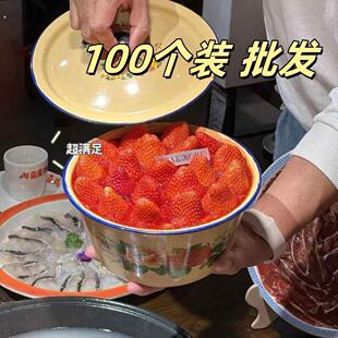 5个装搪瓷盆加深汤锅带盖子怀旧经典蛋糕碗老式平底碗猪油罐洗手