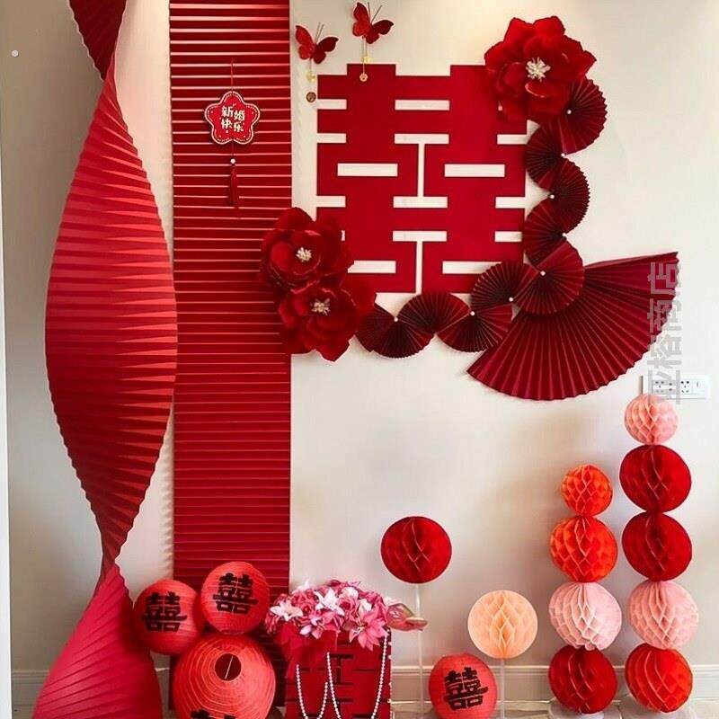 婚礼布置装饰婚房主卧室专用简单婚宴室内道具加厚客厅全套房门窗