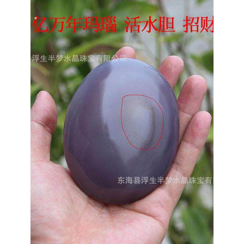 天然抛光水胆玛瑙把玩手把件水胆原石摆件活水胆送礼收藏奇石