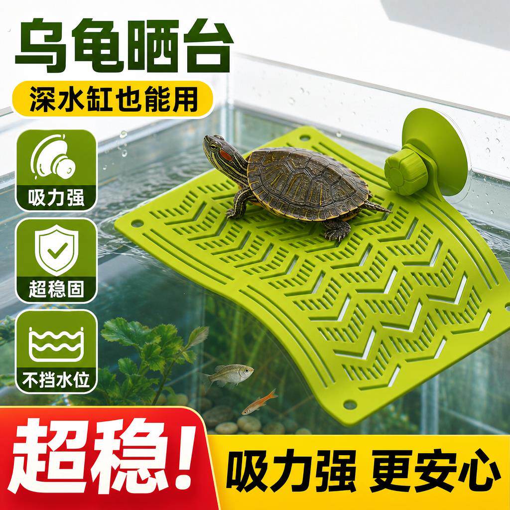 乌龟爬台水陆斜面箱造景浮岛巴西龟晒背喂食台龟深水专用浮台爬坡