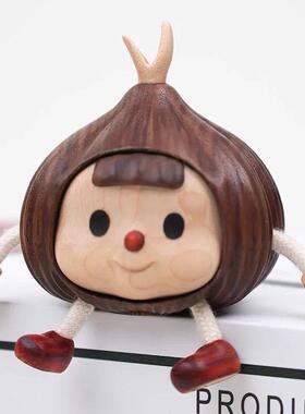 实木蒜妮妹桌面小摆件创意可爱家居装饰品日常送人礼物