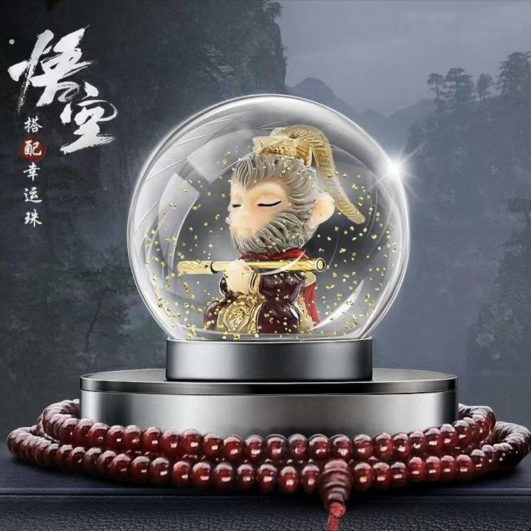 贴在车内的图案装饰贴2025汽车太阳能摆件悟空旋转式散香饰品摆件