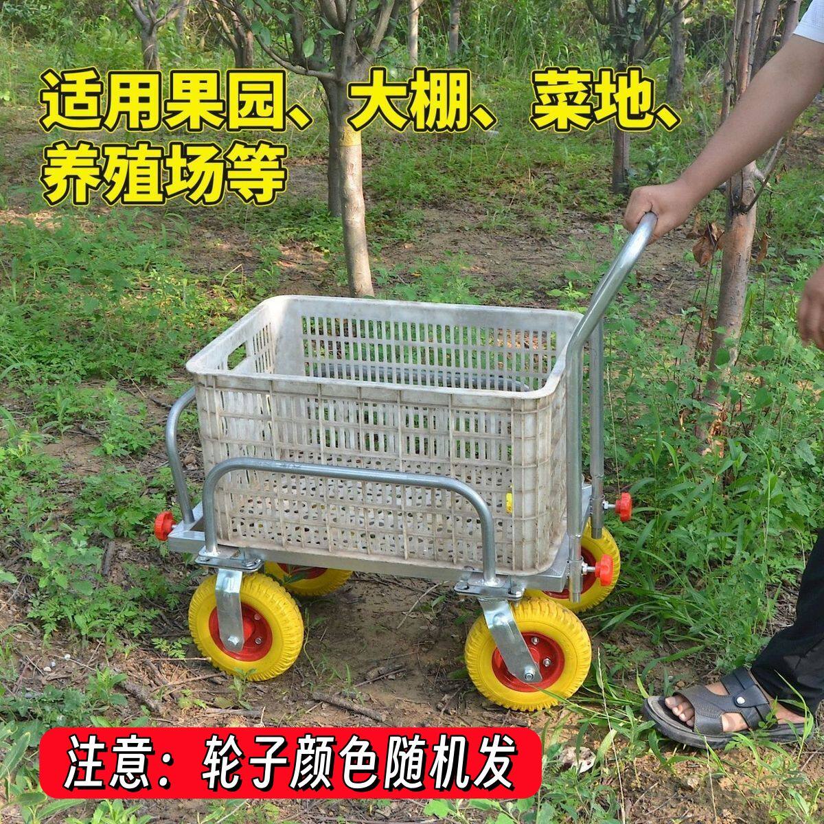 蔬菜大棚手推车多用途推拉搬运车运输车子工地放水桶带护栏小推车