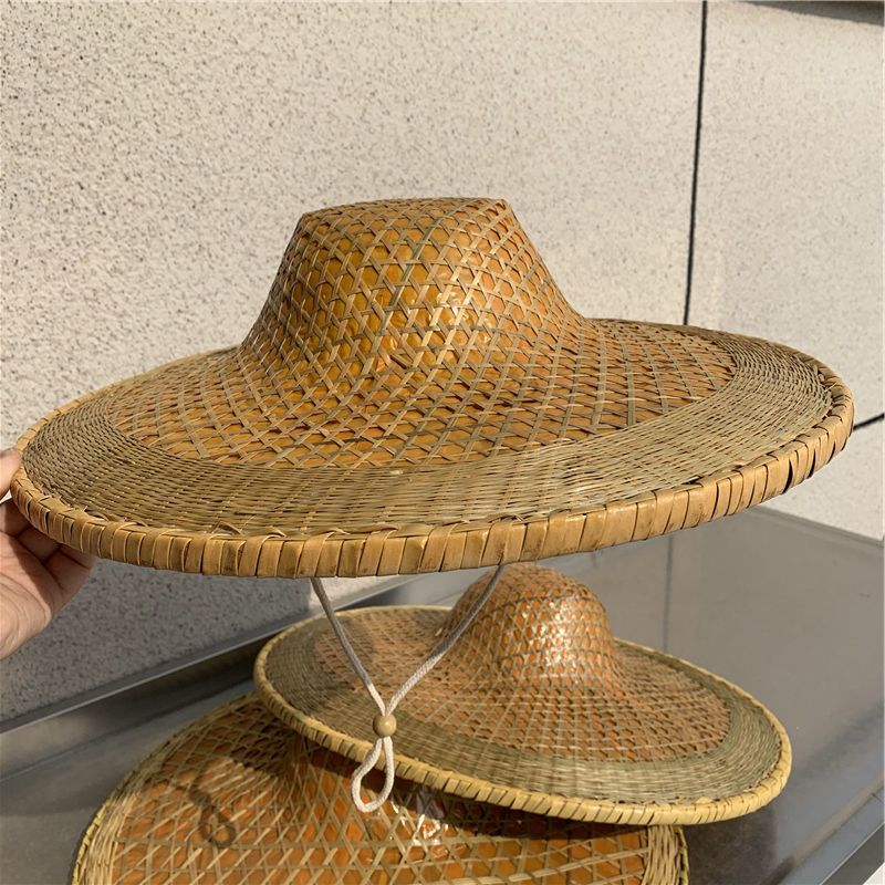大檐防雨竹编草帽夏天户外