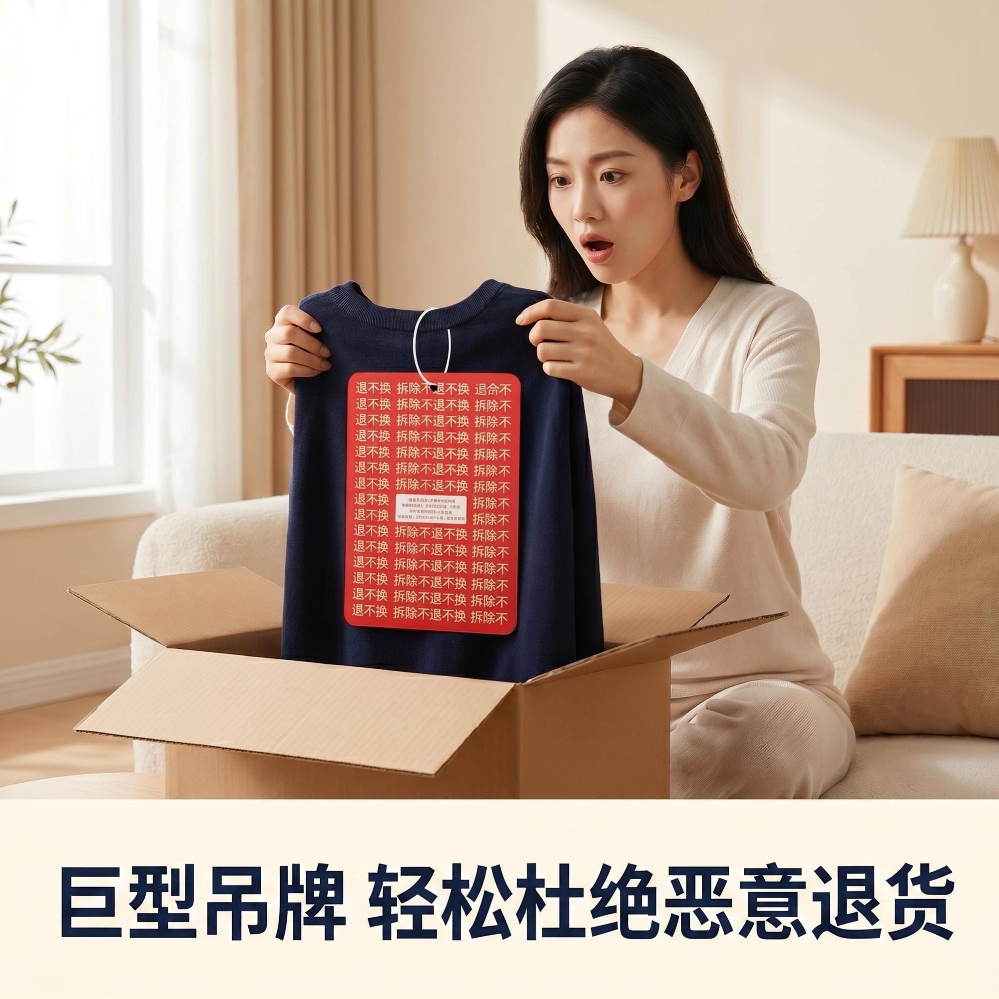服装防拆大吊牌女巨型退货