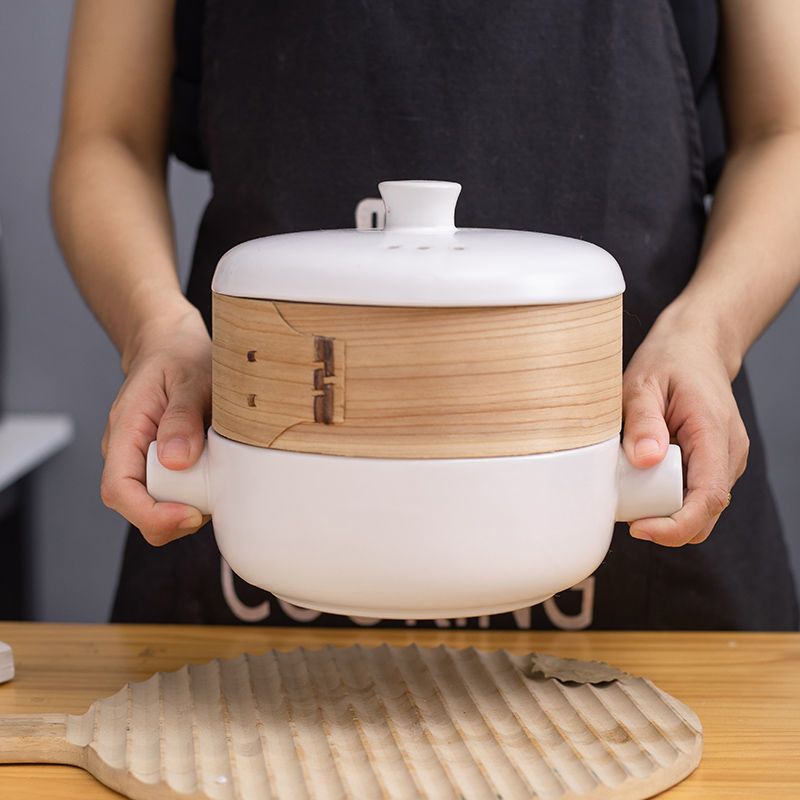 日式陶瓷蒸笼砂锅炖双层家