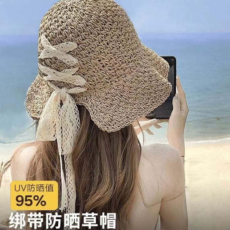 草帽编子镂空夏季蕾丝防晒