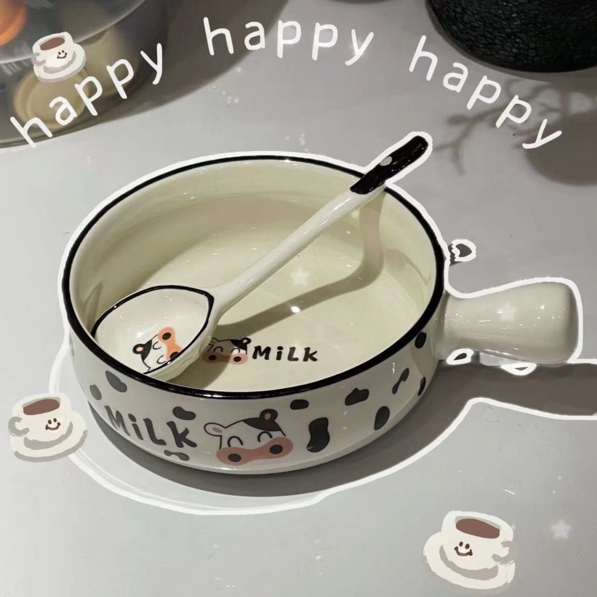 碗家用烤奶牛手柄创意卡通