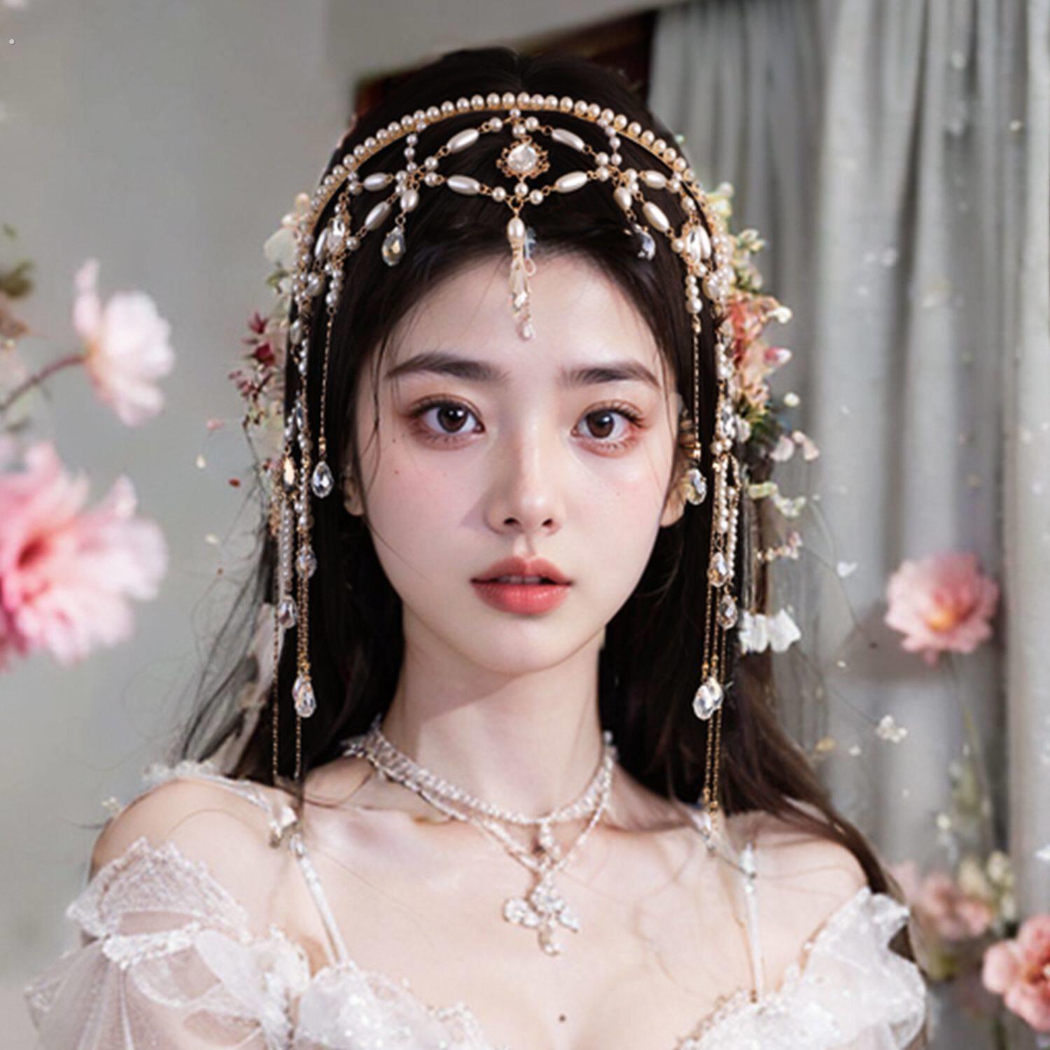 异域风额饰流苏发箍民族写真敦煌发饰西域公主古风眉心坠汉服头饰