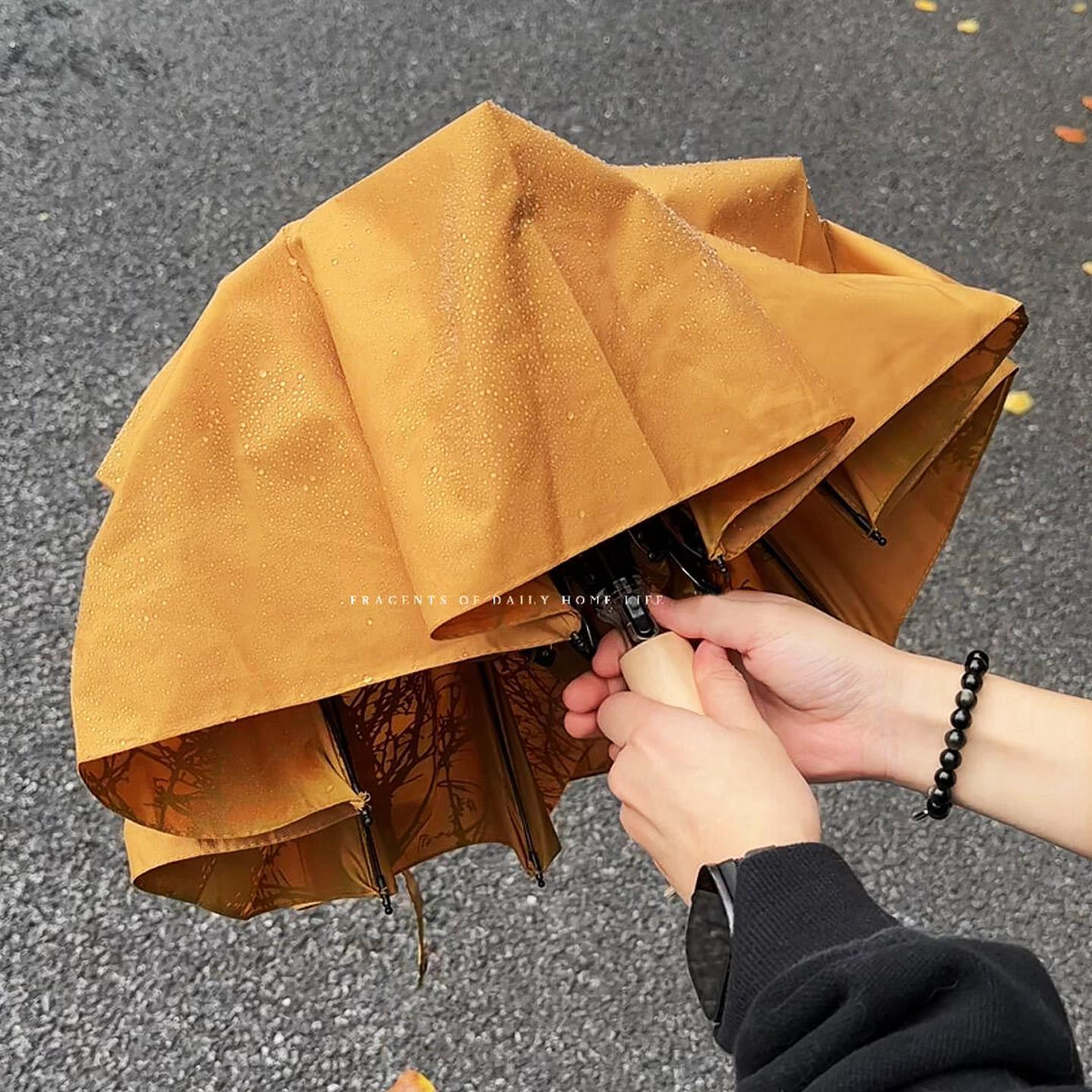 复古雨伞加大加厚加固折叠自动伞女生高颜值晴雨防晒两用小巧可携