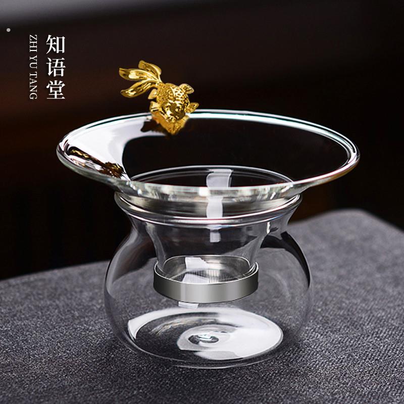 透明玻璃茶漏过滤细网滤茶器功夫茶具简约茶具高档耐热玻璃滤茶器