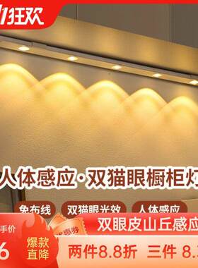 帝曼森双眼皮家用无线充电式波纹山丘射灯自动感应灯带柜橱灯条