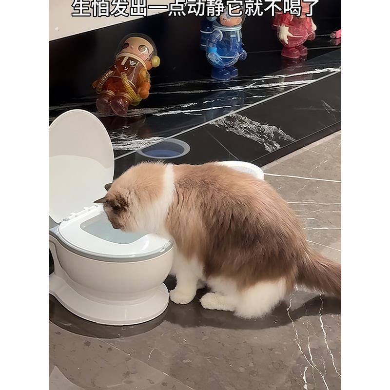宠物饮水机彷真马桶猫咪喝水不易打翻大容量创意猫碗大口径不湿嘴