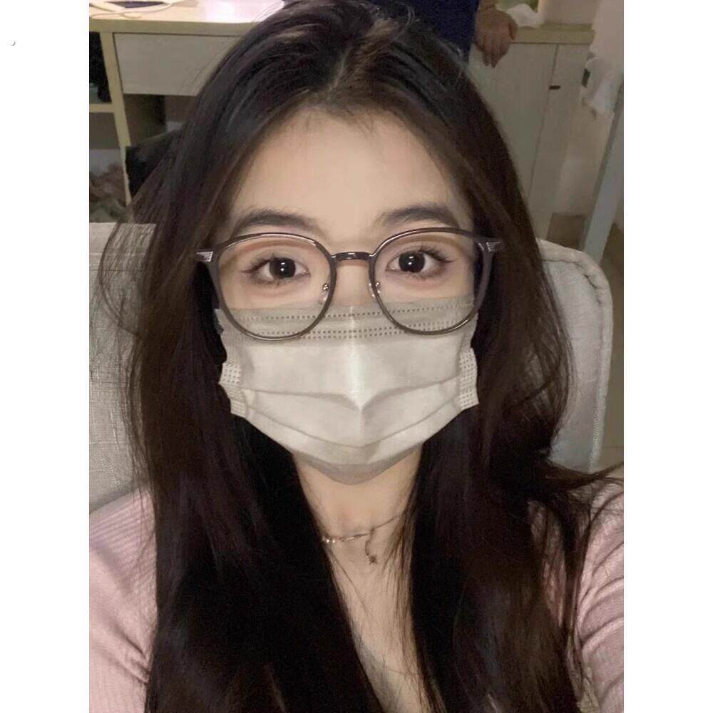 茶色眼镜女高级感素颜近视可配度数防蓝光平光方圆脸装饰眼睛镜框