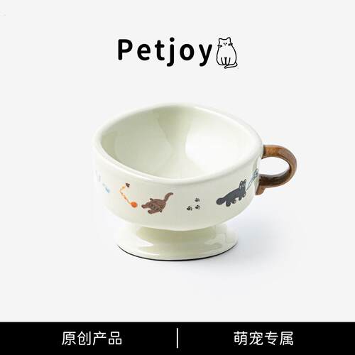 宠物猫咪狗狗陶瓷碗水碗狗盆大口径保护颈椎不易打翻罐头碗大型犬