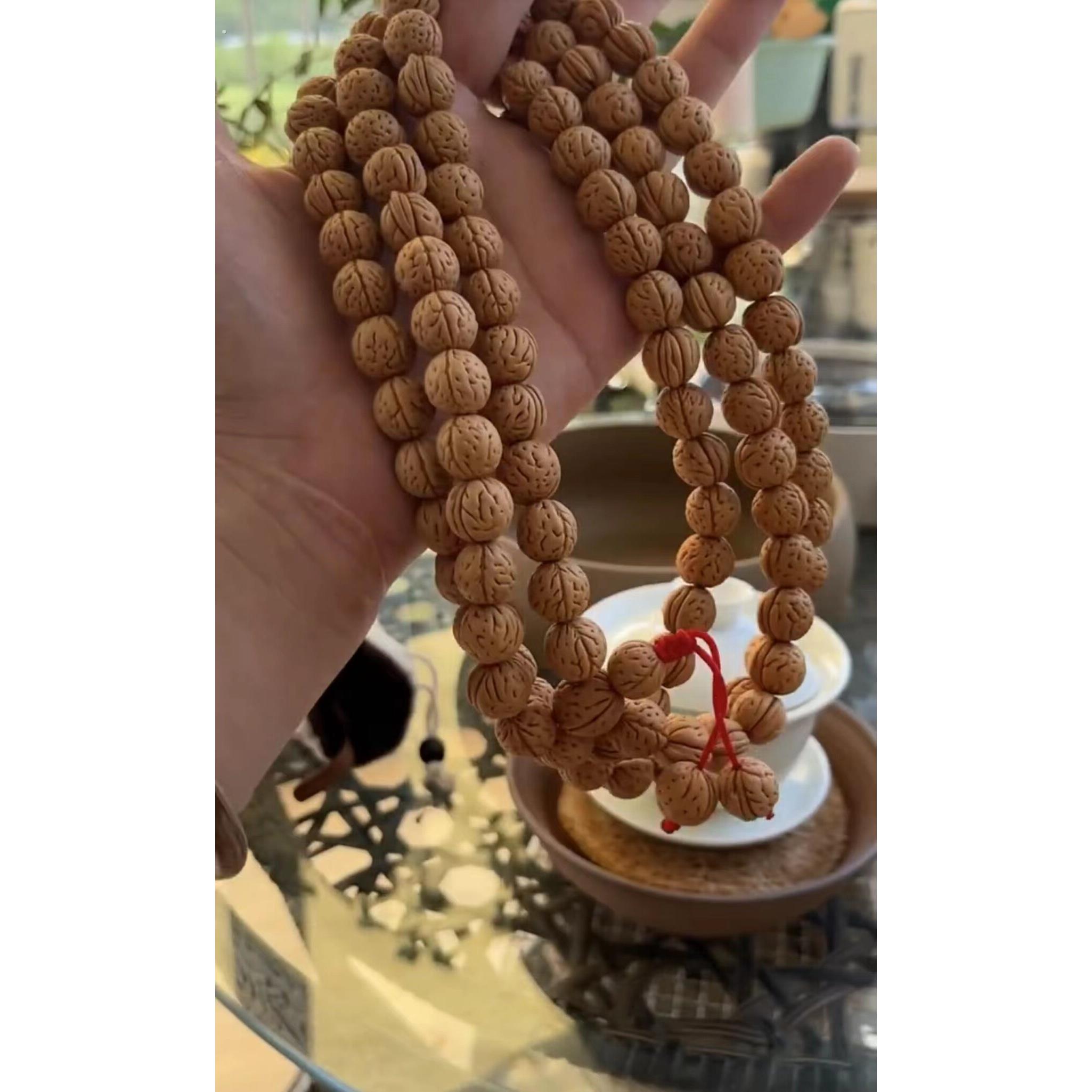 文玩东北脑纹脑纹小桃核原料108颗桃核手串手錬项链桃胡矮桩手持
