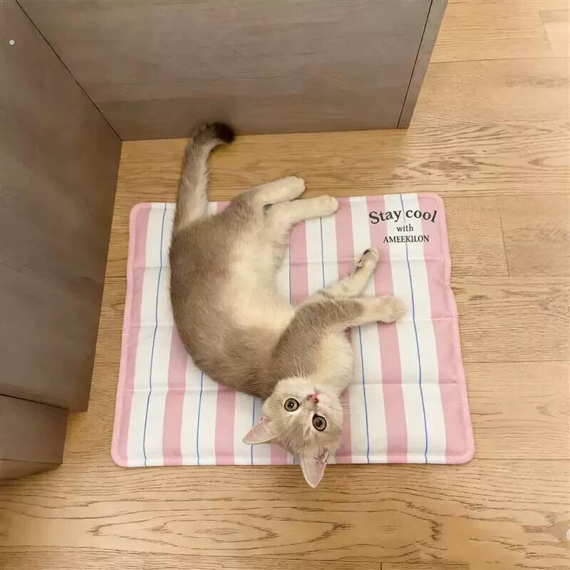 宠物冰垫四季通用条纹格猫咪凉席夏季降温可擦洗狗狗睡垫宠物用品