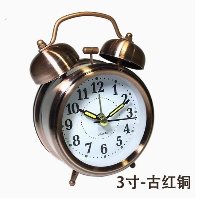 闹表复古闹钟上劲老式大铃声马蹄表座钟响铃叫醒上链迷你大音量
