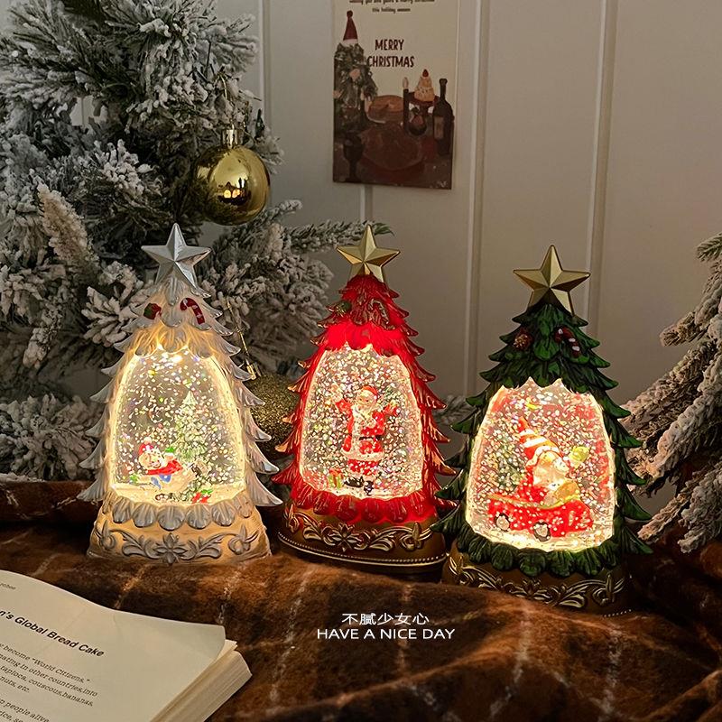 圣诞节礼物飘雪发光圣诞树摆件圣诞老人氛围感桌面摆件生日礼物图片